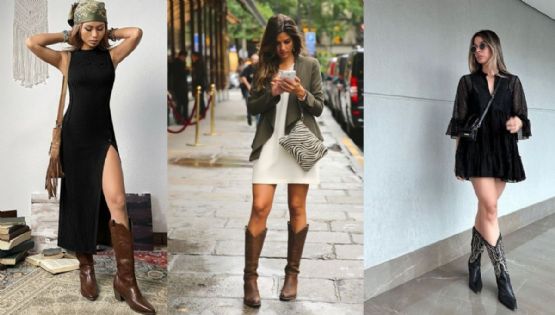 3 ideas para combinar botas vaqueras con vestidos